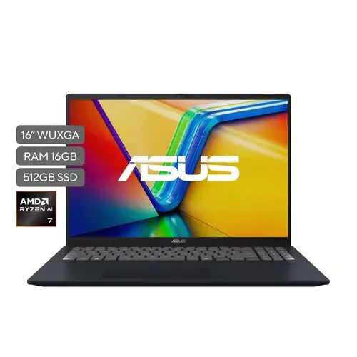 Portátil ASUS Consumo Vivobook 16  M1607KA-MB123 |AMD Ryzen™ AI 7 350 Processor 2.0GHz XDNA™ 