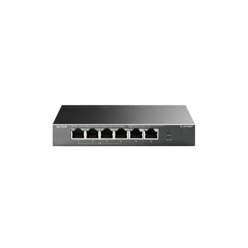 Switch PoE de escritorio de 6 puertos a 10/100 Mbps con PoE 