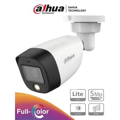 [DH-HAC-HFW1509CN-A-LED-2.8MM] Camara Dahua Bala, 5MP, Full Color, Lente Fijo 3.6 mm, WDR 